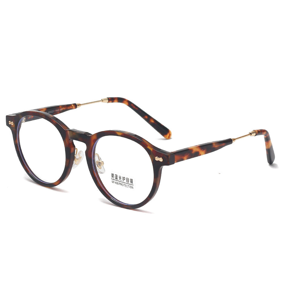 New Fashion Vintage Oval Anti-blue Light Flat Glasses Versatile Glasses Frame for Men and Women Wholesale