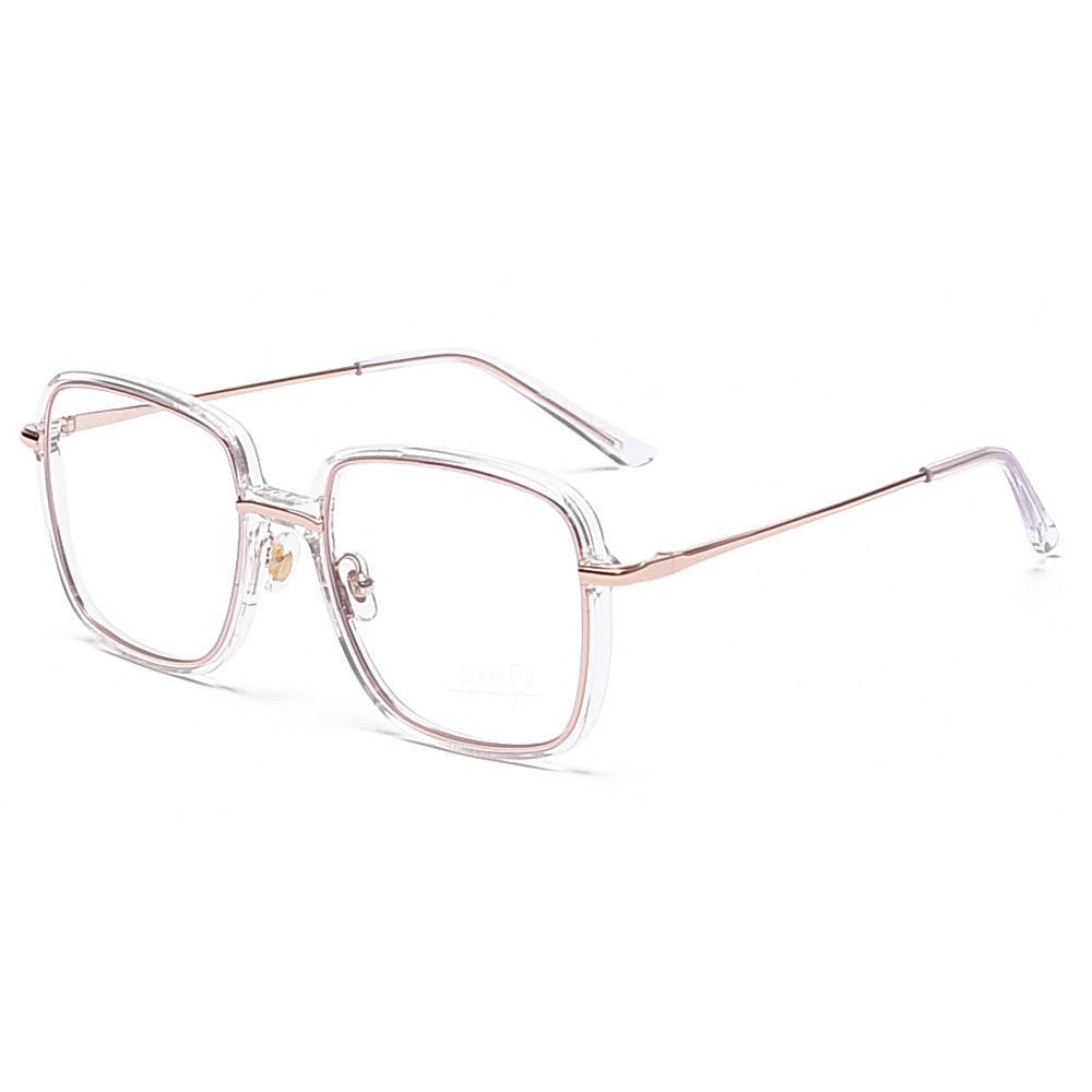 New Metal Anti Blue Light Flat Eyeglass Frame Female TR90 Large Frame Square Male Wholesale