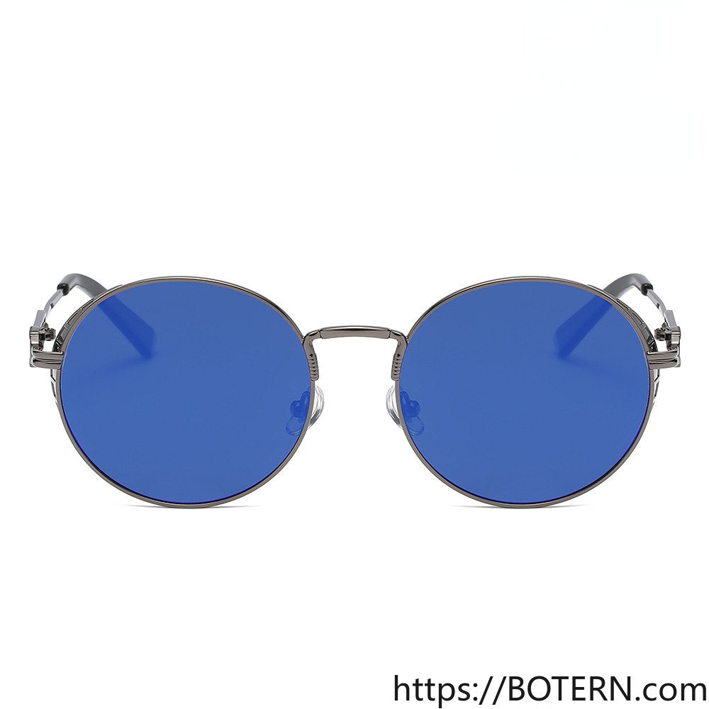 New Retro Polarized Punk Sunglasses Male Circular Metal Locomotive Male Sunglasses Female Cross-border Amazon