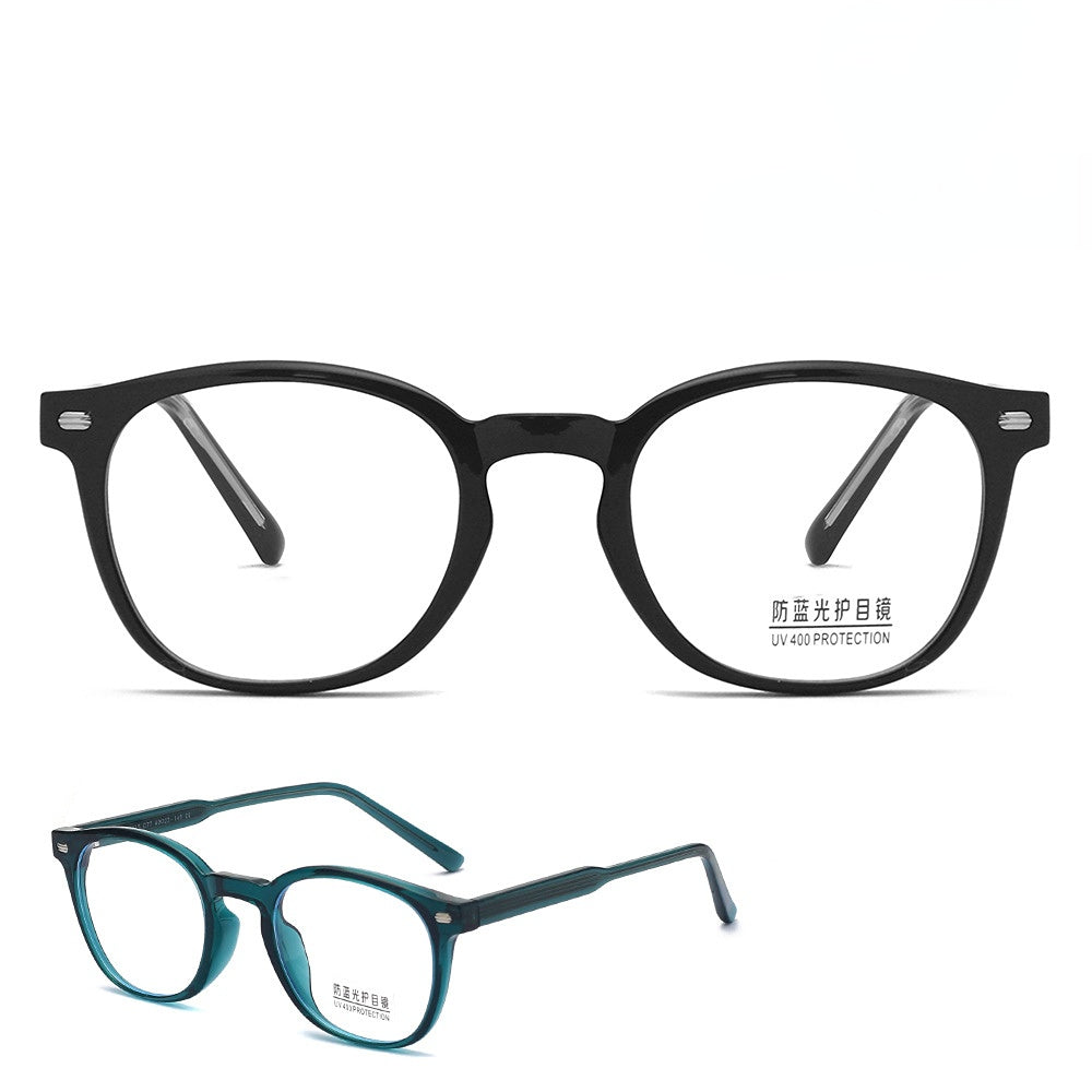 New TR Frame Moisture-proof Blue Myopia Glasses Men's Plate Feet, Retro Rice Nails Flat Lens Frames Women wholesale