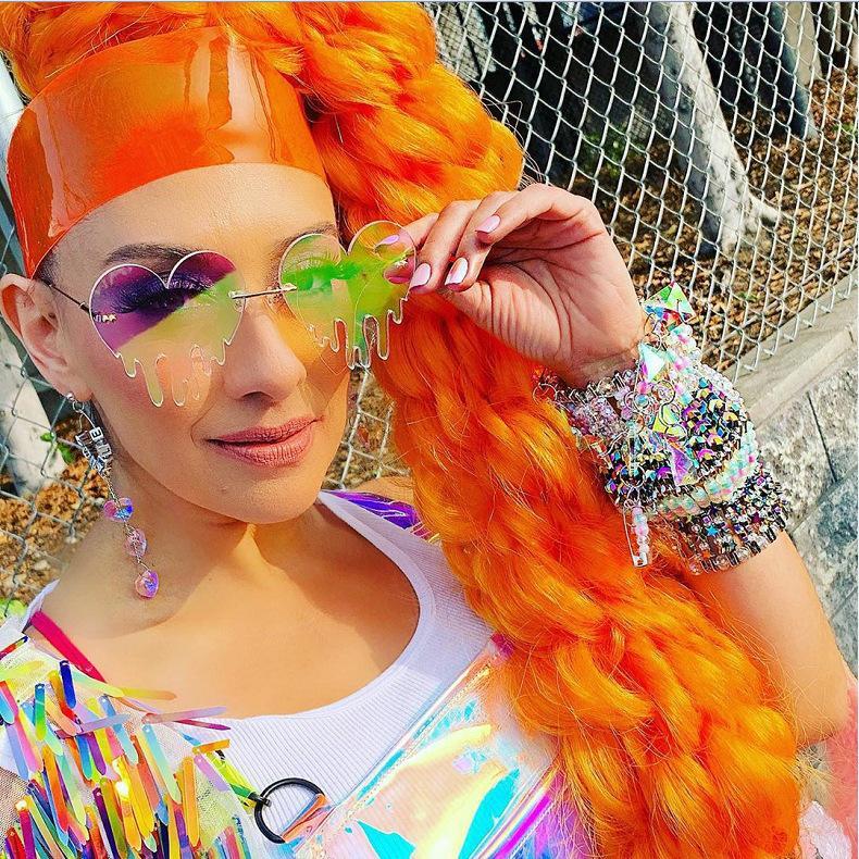 Heart Shaped Glasses European and American Personality Melting Love Sunnies Female Trend Party Dance Funny
