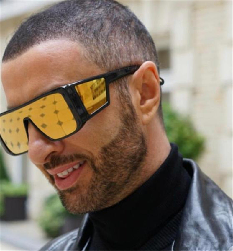 Oversized Shield Sunglasses Mens Luxury Shade One Piece Lens Square Frame Side Window Sunnies Wholesale