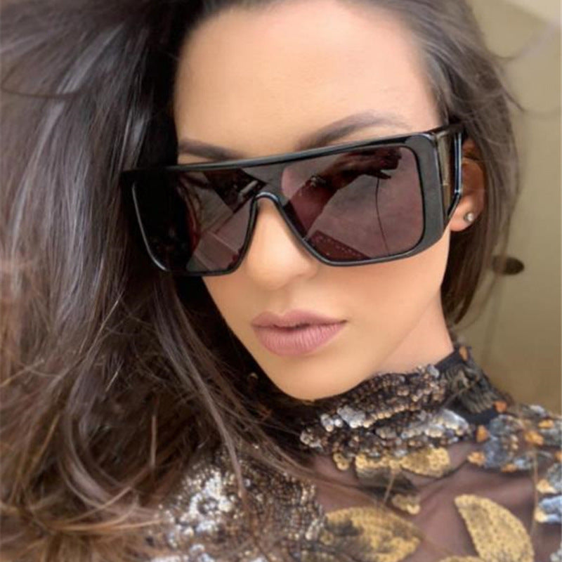 Oversized Shield Sunglasses Mens Luxury Shade One Piece Lens Square Frame Side Window Sunnies Wholesale