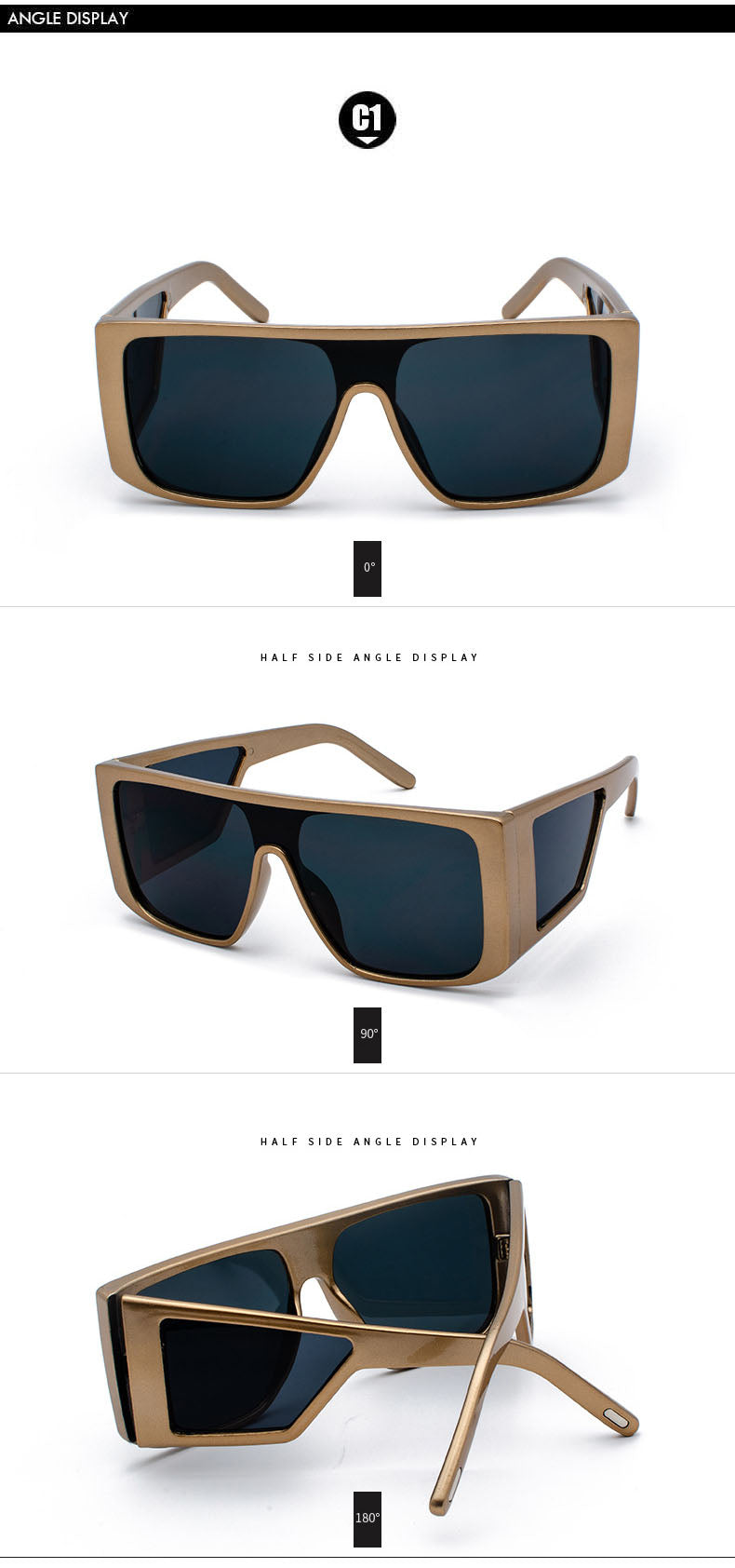Oversized Shield Sunglasses Mens Luxury Shade One Piece Lens Square Frame Side Window Sunnies Wholesale