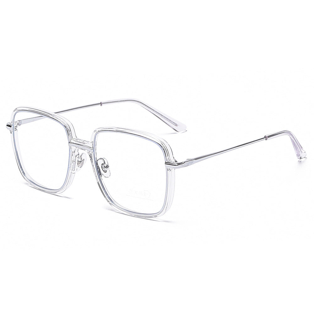 New Metal Anti Blue Light Flat Eyeglass Frame Female TR90 Large Frame Square Male Wholesale