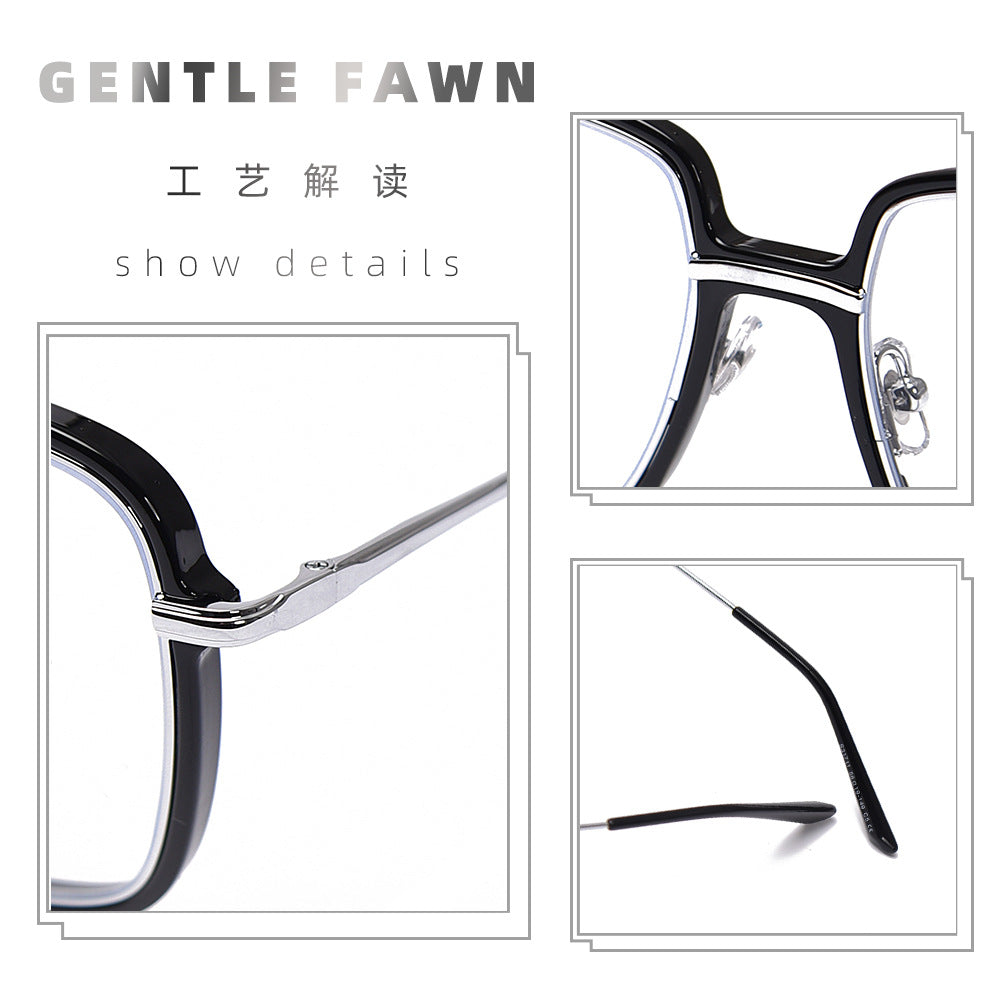 New Metal Anti Blue Light Flat Eyeglass Frame Female TR90 Large Frame Square Male Wholesale