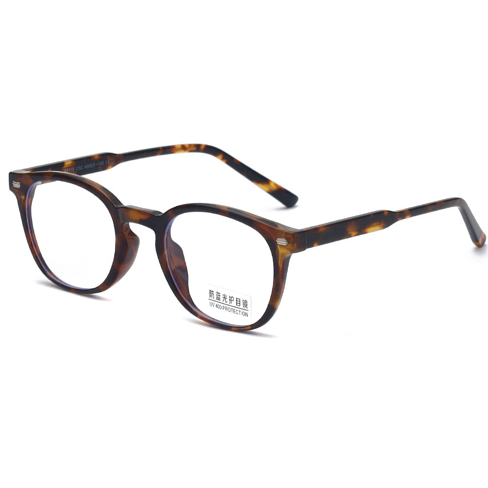 New TR Frame Moisture-proof Blue Myopia Glasses Men's Plate Feet, Retro Rice Nails Flat Lens Frames Women wholesale