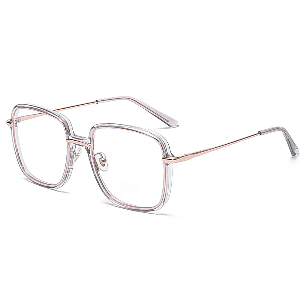 New Metal Anti Blue Light Flat Eyeglass Frame Female TR90 Large Frame Square Male Wholesale
