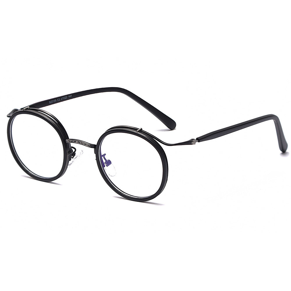 Vintage Round Frame Personality Anti Blue Light Flat Eyeglass Frame Men's Fashion Avant-garde Women's Personality Trend Wholesale