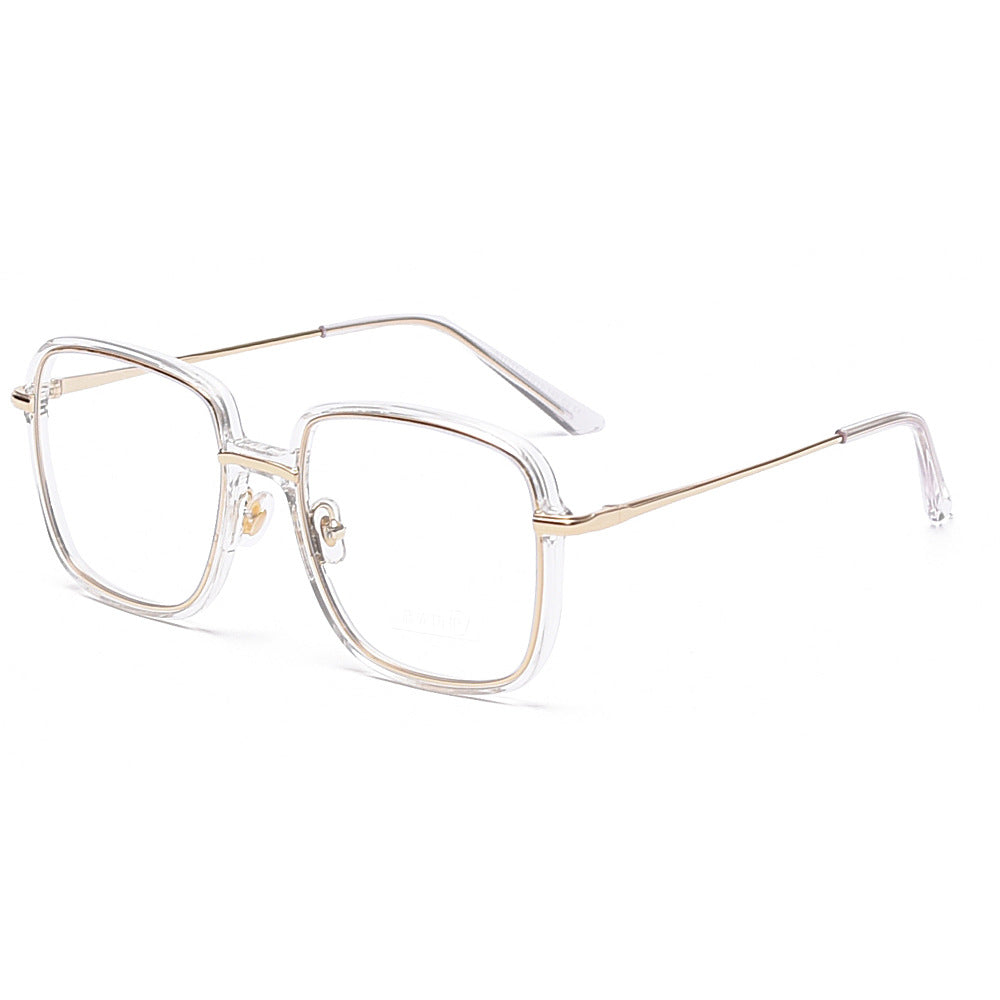 New Metal Anti Blue Light Flat Eyeglass Frame Female TR90 Large Frame Square Male Wholesale