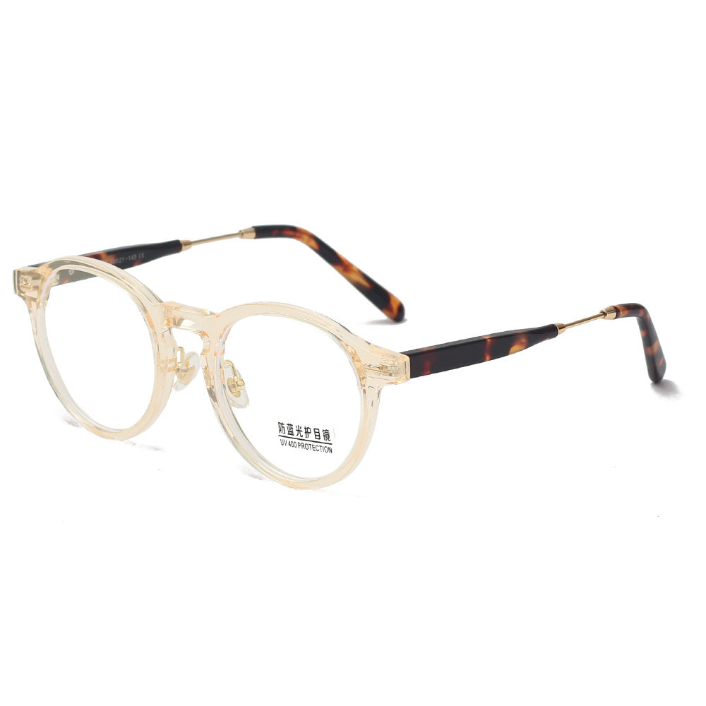 New Fashion Vintage Oval Anti-blue Light Flat Glasses Versatile Glasses Frame for Men and Women Wholesale