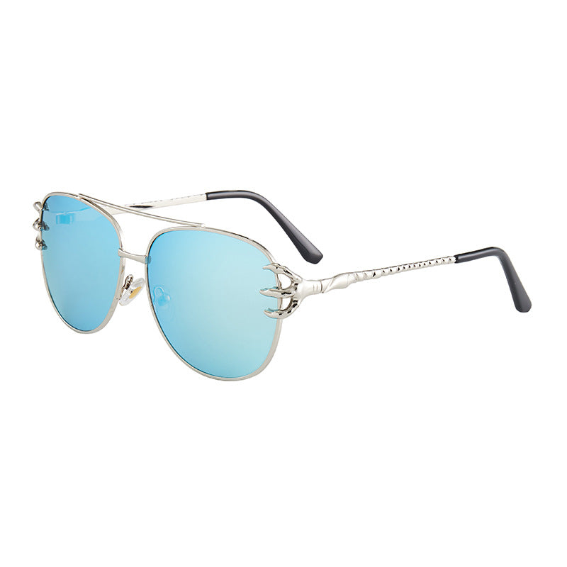 Trend Metal Frame Claw Accessories Sunglasses Round Retro Big for Men and Women with Ocean Piece Heavy Sunglasses Wholesale