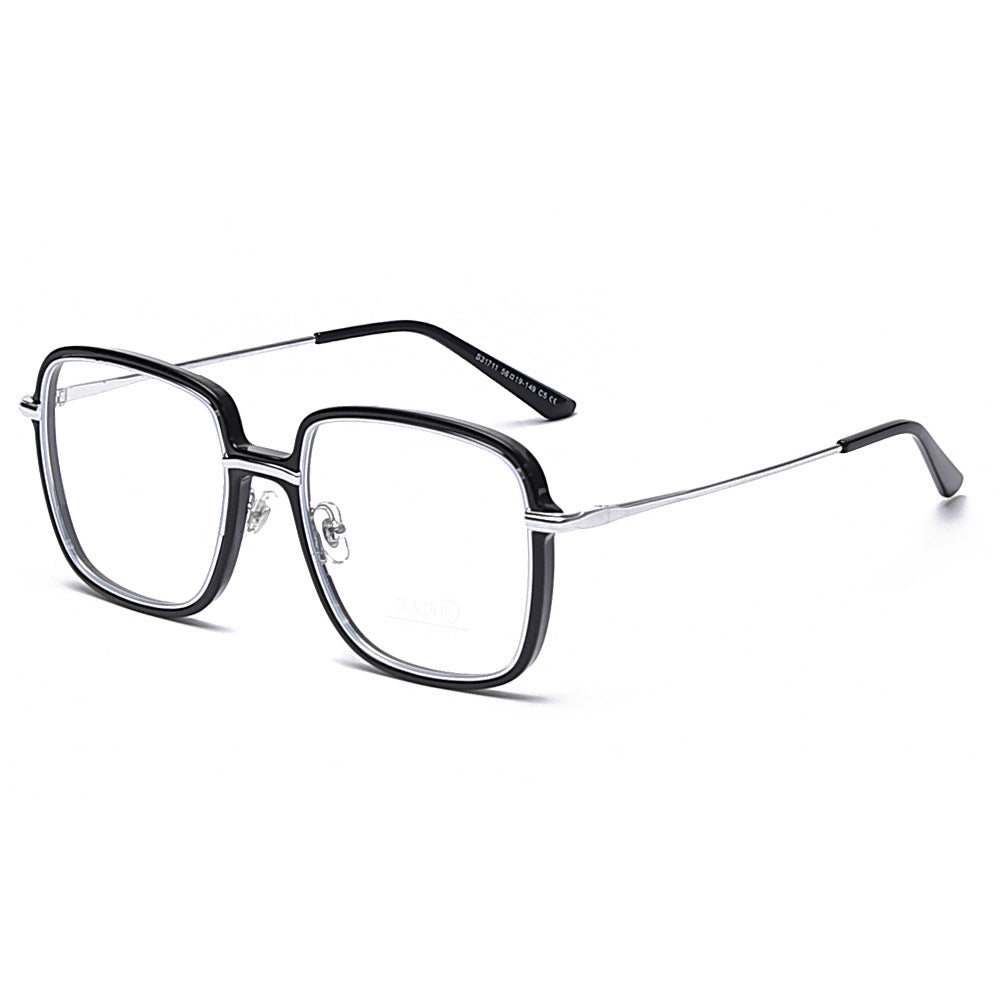 New Metal Anti Blue Light Flat Eyeglass Frame Female TR90 Large Frame Square Male Wholesale