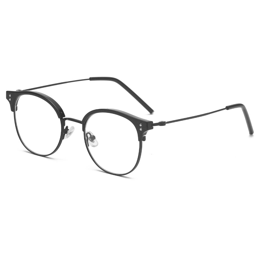New Eyebrow Rack Glasses Women's Men's Anti-blue Light Vintage Flat Mirror Round Frame Wholesale