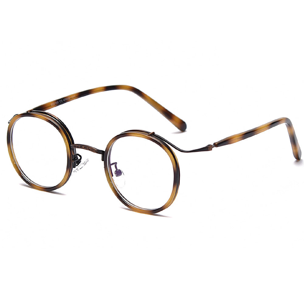 Vintage Round Frame Personality Anti Blue Light Flat Eyeglass Frame Men's Fashion Avant-garde Women's Personality Trend Wholesale