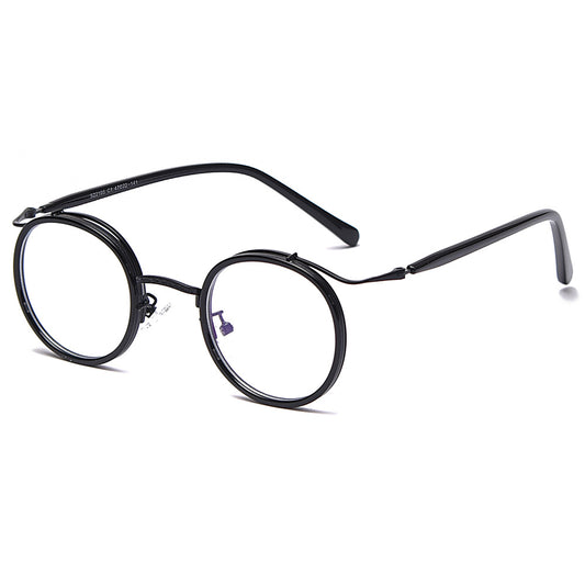 Vintage Round Frame Personality Anti Blue Light Flat Eyeglass Frame Men's Fashion Avant-garde Women's Personality Trend Wholesale