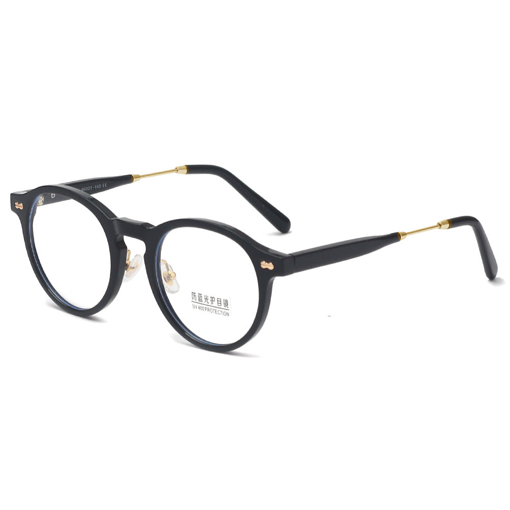 New Fashion Vintage Oval Anti-blue Light Flat Glasses Versatile Glasses Frame for Men and Women Wholesale