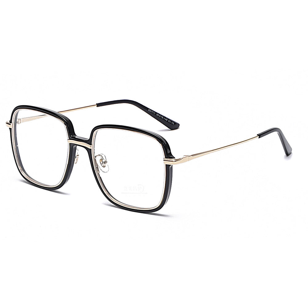 New Metal Anti Blue Light Flat Eyeglass Frame Female TR90 Large Frame Square Male Wholesale