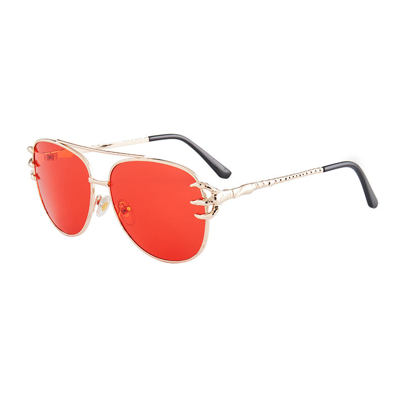 Trend Metal Frame Claw Accessories Sunglasses Round Retro Big for Men and Women with Ocean Piece Heavy Sunglasses Wholesale