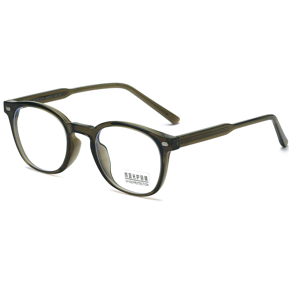 New TR Frame Moisture-proof Blue Myopia Glasses Men's Plate Feet, Retro Rice Nails Flat Lens Frames Women wholesale