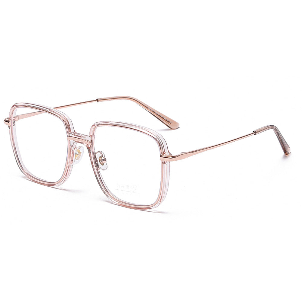 New Metal Anti Blue Light Flat Eyeglass Frame Female TR90 Large Frame Square Male Wholesale