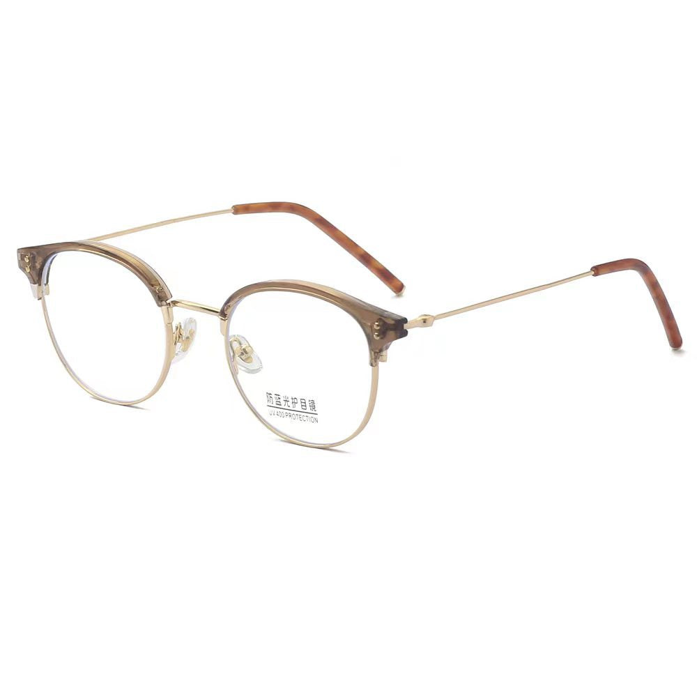 New Eyebrow Rack Glasses Women's Men's Anti-blue Light Vintage Flat Mirror Round Frame Wholesale