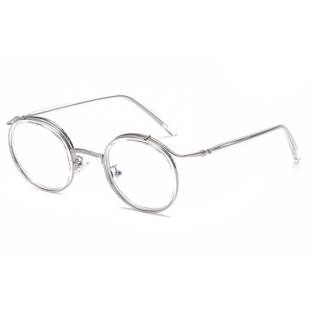 Vintage Round Frame Personality Anti Blue Light Flat Eyeglass Frame Men's Fashion Avant-garde Women's Personality Trend Wholesale