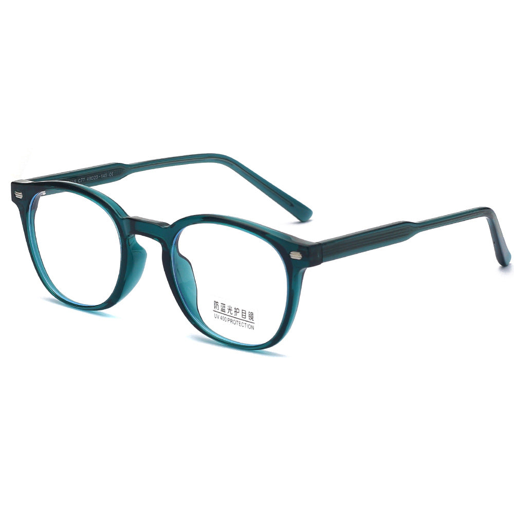 New TR Frame Moisture-proof Blue Myopia Glasses Men's Plate Feet, Retro Rice Nails Flat Lens Frames Women wholesale