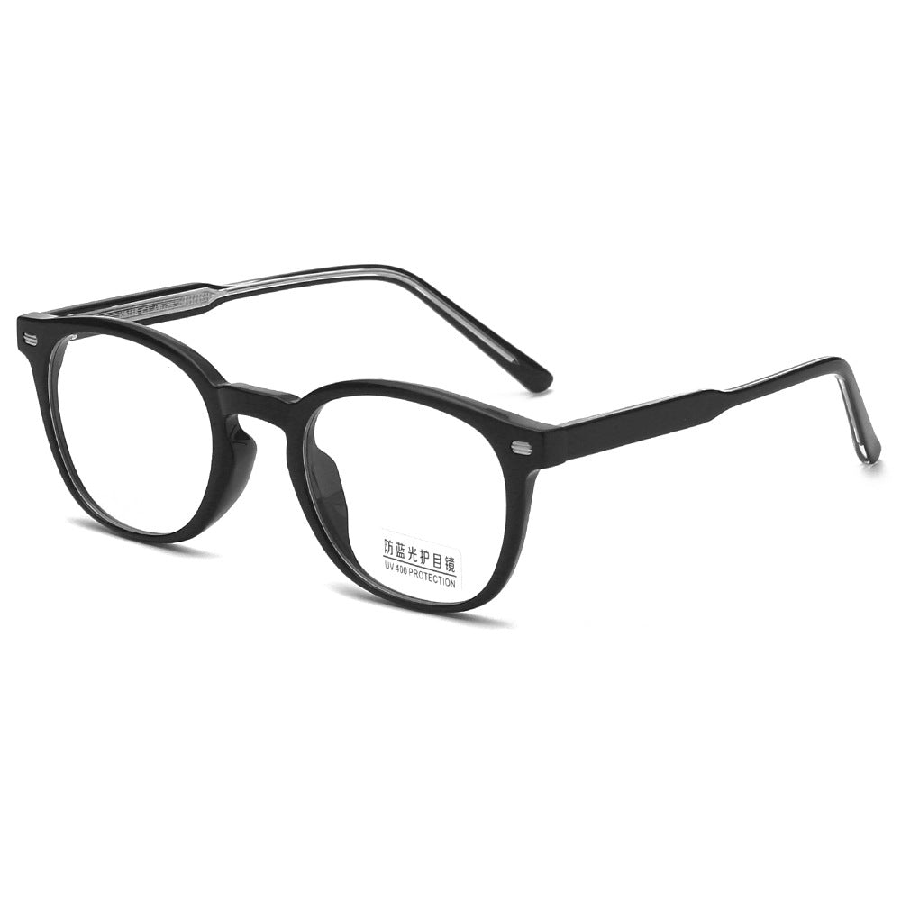 New TR Frame Moisture-proof Blue Myopia Glasses Men's Plate Feet, Retro Rice Nails Flat Lens Frames Women wholesale