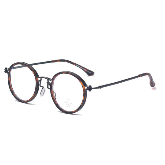 New Fashion TR90 Metal Anti Blue Light Flat Eyeglass Frame for Women Vintage Round Frame for Men Wholesale