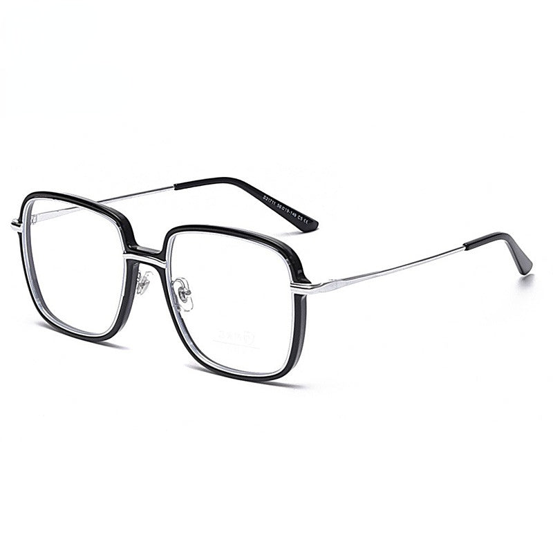 New Metal Anti Blue Light Flat Eyeglass Frame Female TR90 Large Frame Square Male Wholesale