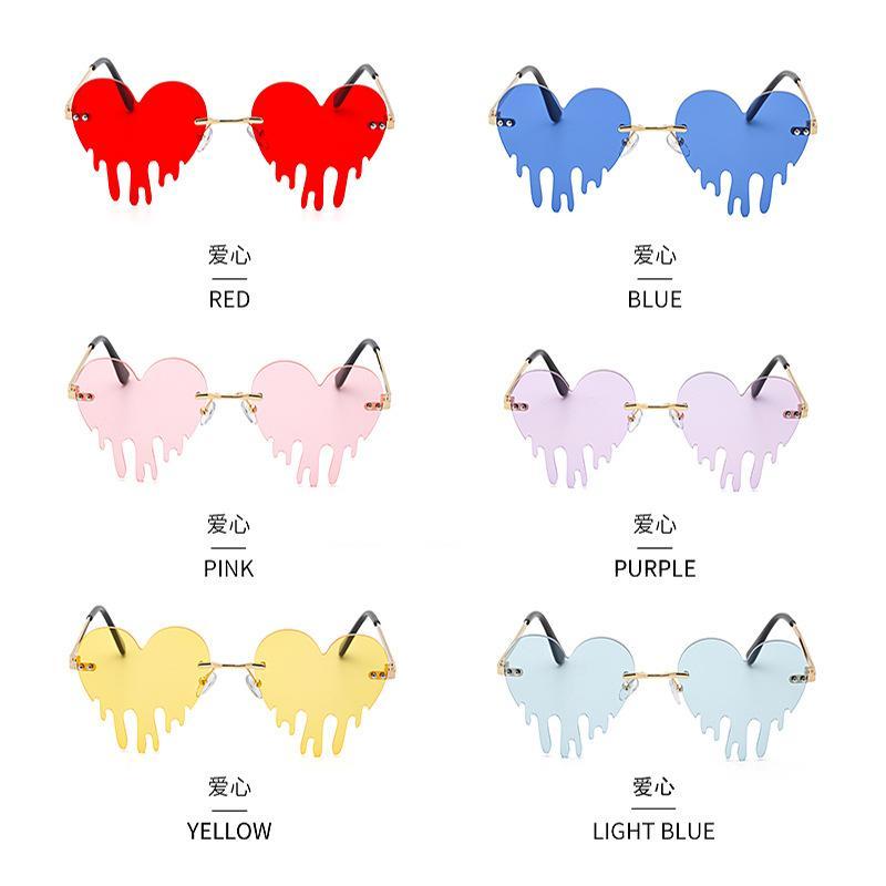 Heart Shaped Glasses European and American Personality Melting Love Sunnies Female Trend Party Dance Funny
